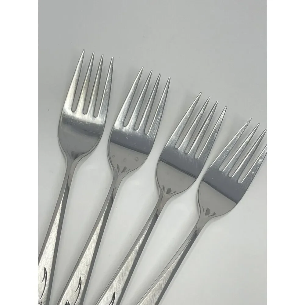 Vintage Oneida Community ROSE SHADOW Stainless Dinner Forks 7 3/8